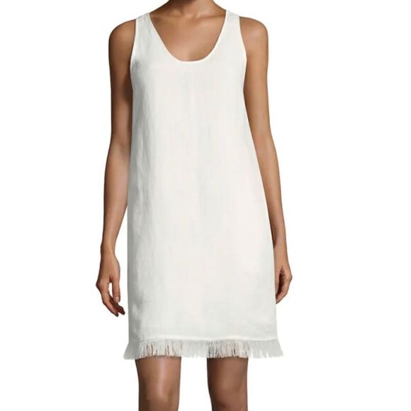 Theory Oekel Linen Drape Dress in Ivory - Picture 1 of 8